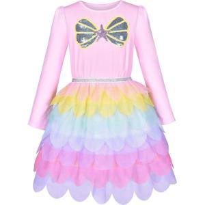 Sunny Fashion Girls Dress Christmas Santa Hat Long Sleeve Party Dress Size 6-12(Pink Shell)