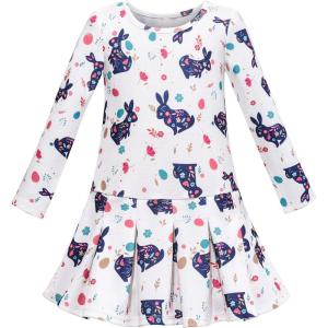 Sunny Fashion Girls Dress Christmas Tree Xmas Stockings Holiday Size 4-10(Purple Bunny)