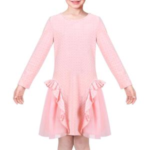 Sunny Fashion Girls Dress Christmas Tree Xmas Stockings Holiday Size 4-10(Salmon Pink)
