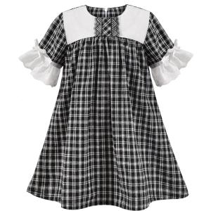 Sunny Fashion Girls Dress Denim Short Sleeve School Uniform Size 5-12(Black)