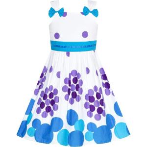 Sunny Fashion Girls Dress Ladybug Polka Dot Bow Tie(Blue Polka Dot)