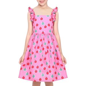 Sunny Fashion Girls Dress Ladybug Polka Dot Bow Tie(Pink Apple)