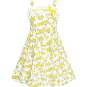 Sunny Fashion Girls Dress Ladybug Polka Dot Bow Tie(Yellow White)