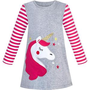 Sunny Fashion Girls Dress Long Sleeve Christmas Reindeer Snow Holiday Party(Gray)