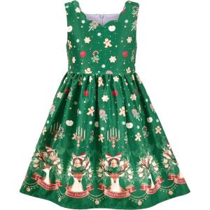 Sunny Fashion Girls Dress Purple Sunflower Green Leaves Butterfly Size 4-12(Green Gingerbread Man)