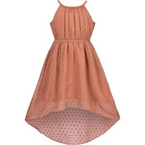 Sunny Fashion Girls Dress Yellow Leaf Sleeveless Summer Party Size 6-12(Brown)