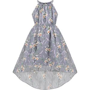 Sunny Fashion Girls Dress Yellow Leaf Sleeveless Summer Party Size 6-12(Gray)