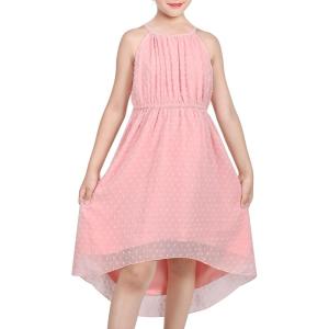 Sunny Fashion Girls Dress Yellow Leaf Sleeveless Summer Party Size 6-12(Light Pink)