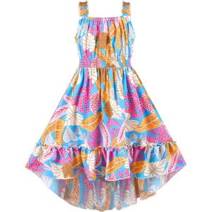 Sunny Fashion Girls Dress Yellow Leaf Sleeveless Summer Party Size 6-12(Multi-color)