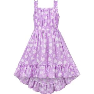 Sunny Fashion Girls Dress Yellow Leaf Sleeveless Summer Party Size 6-12(Purple)