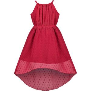 Sunny Fashion Girls Dress Yellow Leaf Sleeveless Summer Party Size 6-12(Red Swiss Dot)