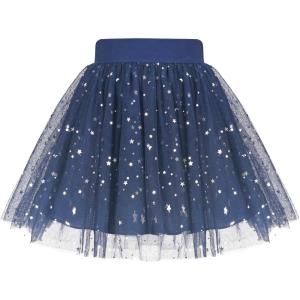 Sunny Fashion Girls Skirt Navy Blue Pearl Stars Sparkling Tutu Dancing Size 4-12(Blue Stars)