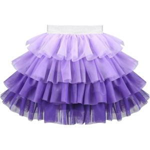 Sunny Fashion Girls Skirt Navy Blue Pearl Stars Sparkling Tutu Dancing Size 4-12(Gradient Purple)