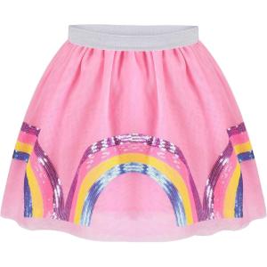 Sunny Fashion Girls Skirt Navy Blue Pearl Stars Sparkling Tutu Dancing Size 4-12(Pink)