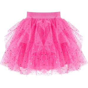 Sunny Fashion Girls Skirt Navy Blue Pearl Stars Sparkling Tutu Dancing Size 4-12(Pink Sparkle)
