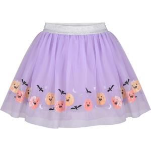 Sunny Fashion Girls Skirt Navy Blue Pearl Stars Sparkling Tutu Dancing Size 4-12(Pumpkin)