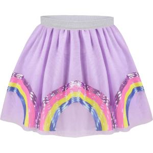 Sunny Fashion Girls Skirt Navy Blue Pearl Stars Sparkling Tutu Dancing Size 4-12(Purple Rainbow)