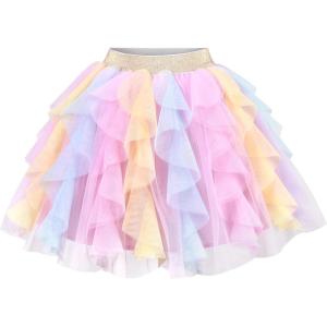 Sunny Fashion Girls Skirt Navy Blue Pearl Stars Sparkling Tutu Dancing Size 4-12(Soft Pink)