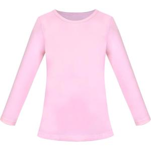 Sunny Fashion Girls White Long Sleeve T-Shirt Top Rainbow Sequins Letter Star(Plain Light Pink)