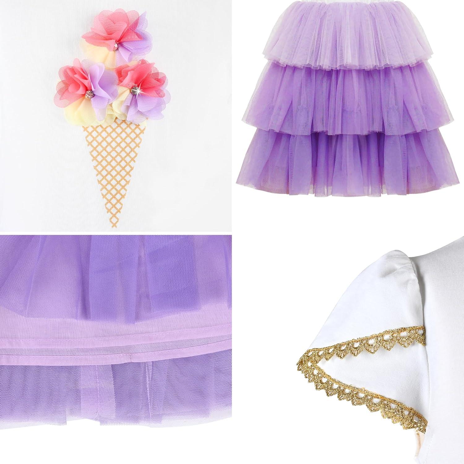 imageGirls Dress Pink Tutu Unicorn Dancing Tiered Skirt Ballet Birthday Party 37Purple Ice Cream