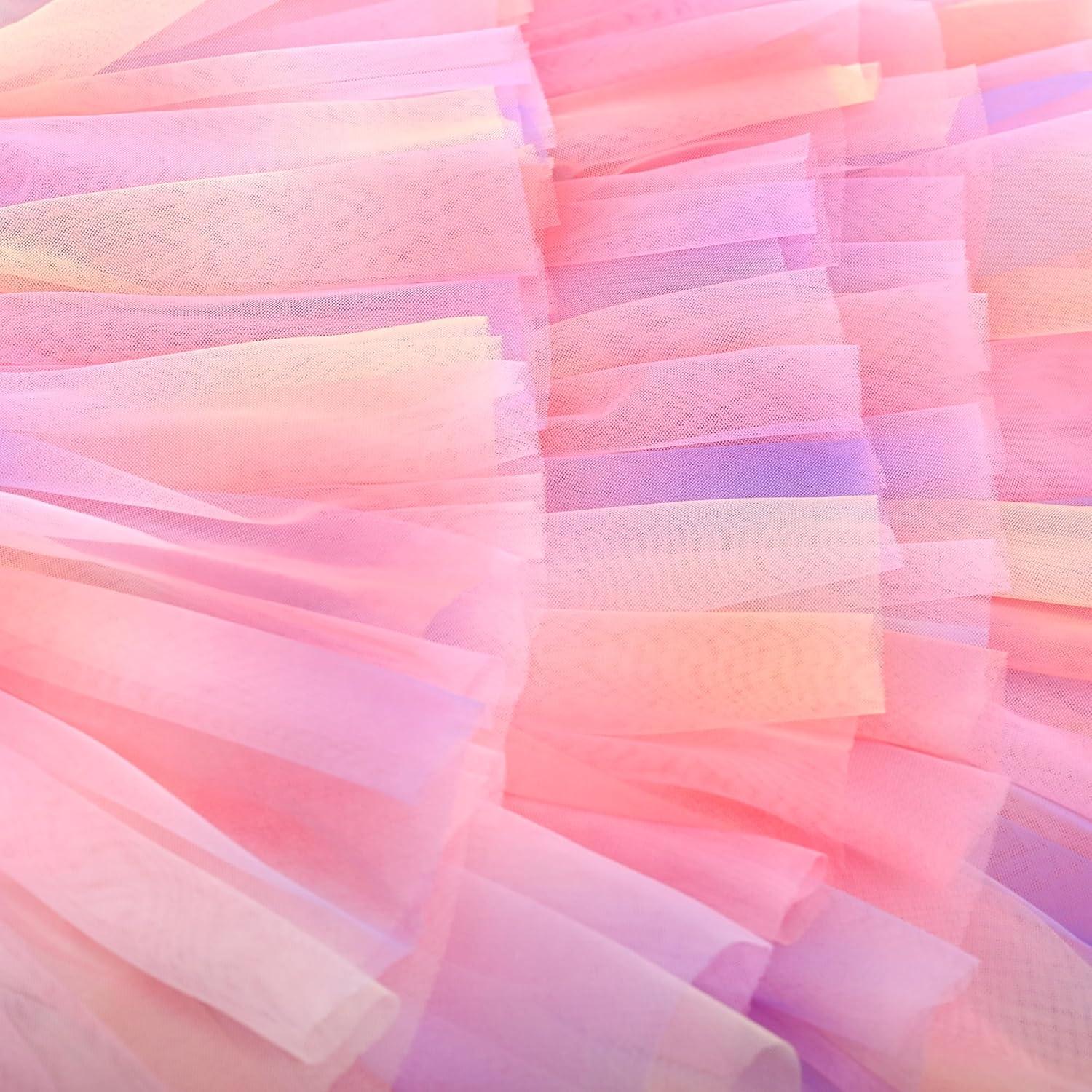 imageGirls Dress Pink Tutu Unicorn Dancing Tiered Skirt Ballet Birthday Party 37Rainbow Sequin