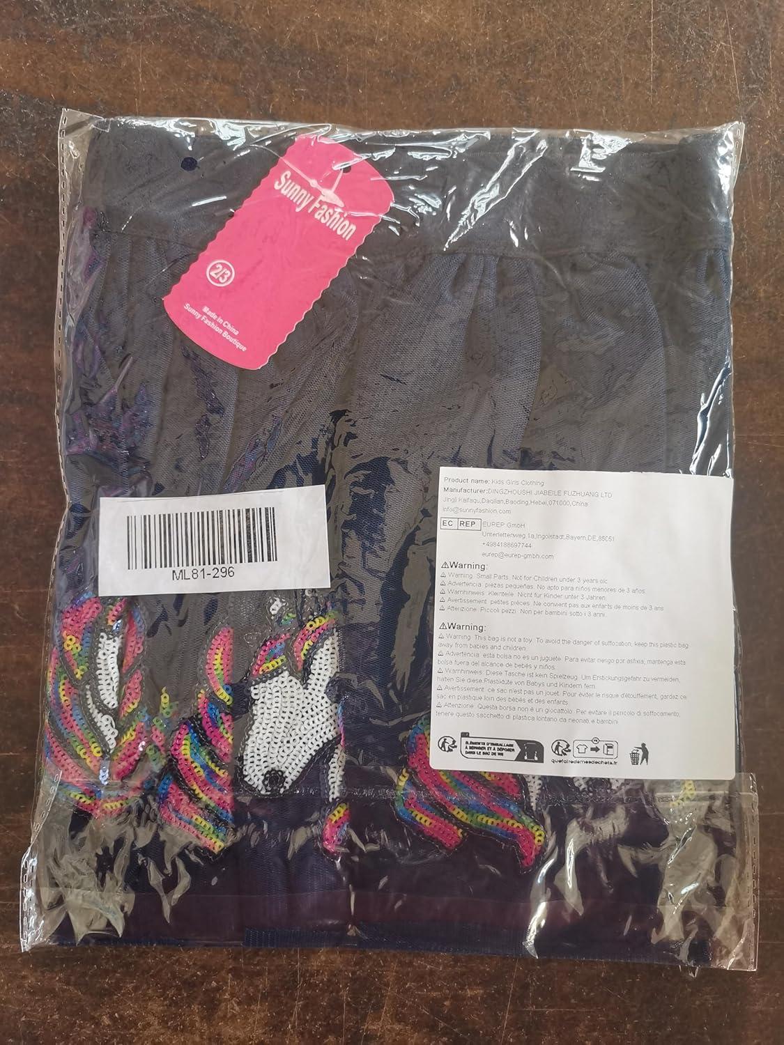 imageGirls Skirt Unicorn Horse Sequins Sparkling Tutu Dancing Size 45