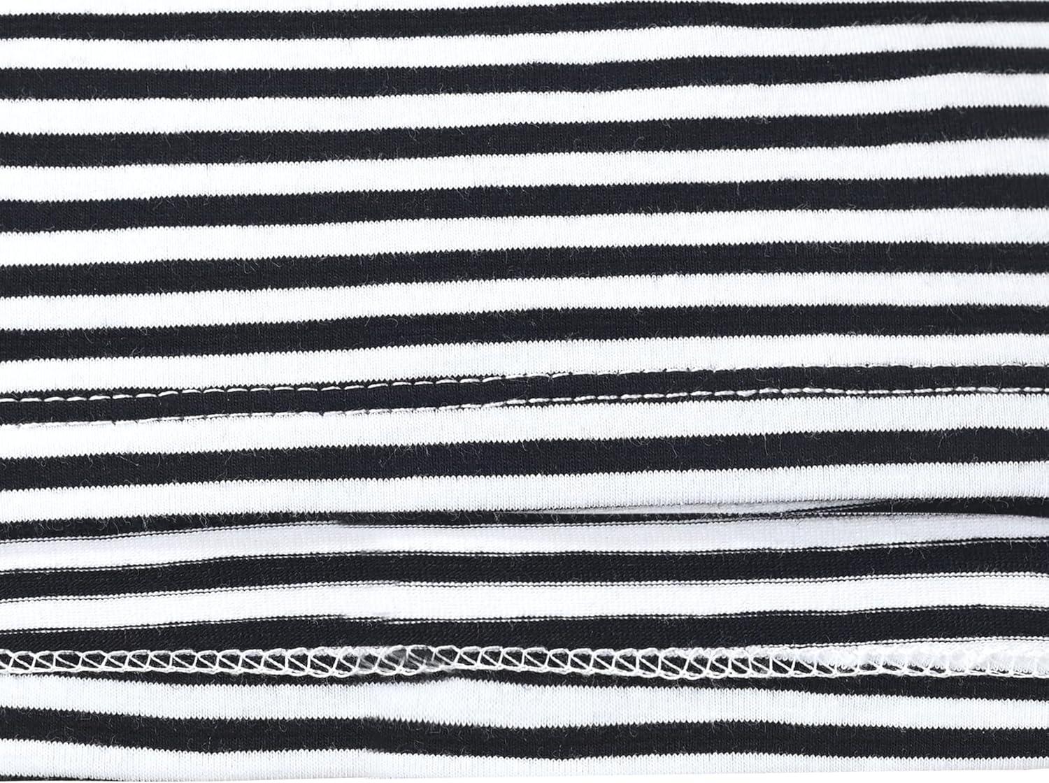 imageSunny Fashion 2 Pack Girls TShirt Top Tee Solid Striped Basic Cozy Cotton EssentialBlue Black