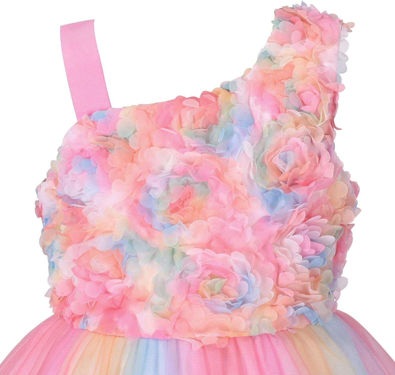 imageSunny Fashion Flower Girl Dress Ivory Sequin Bridesmaid Wedding Party Size 612Pink Rainbow