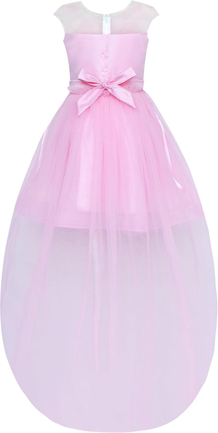imageSunny Fashion Flower Girl Dress Pink Bridal Veil Wedding Bridesmaid