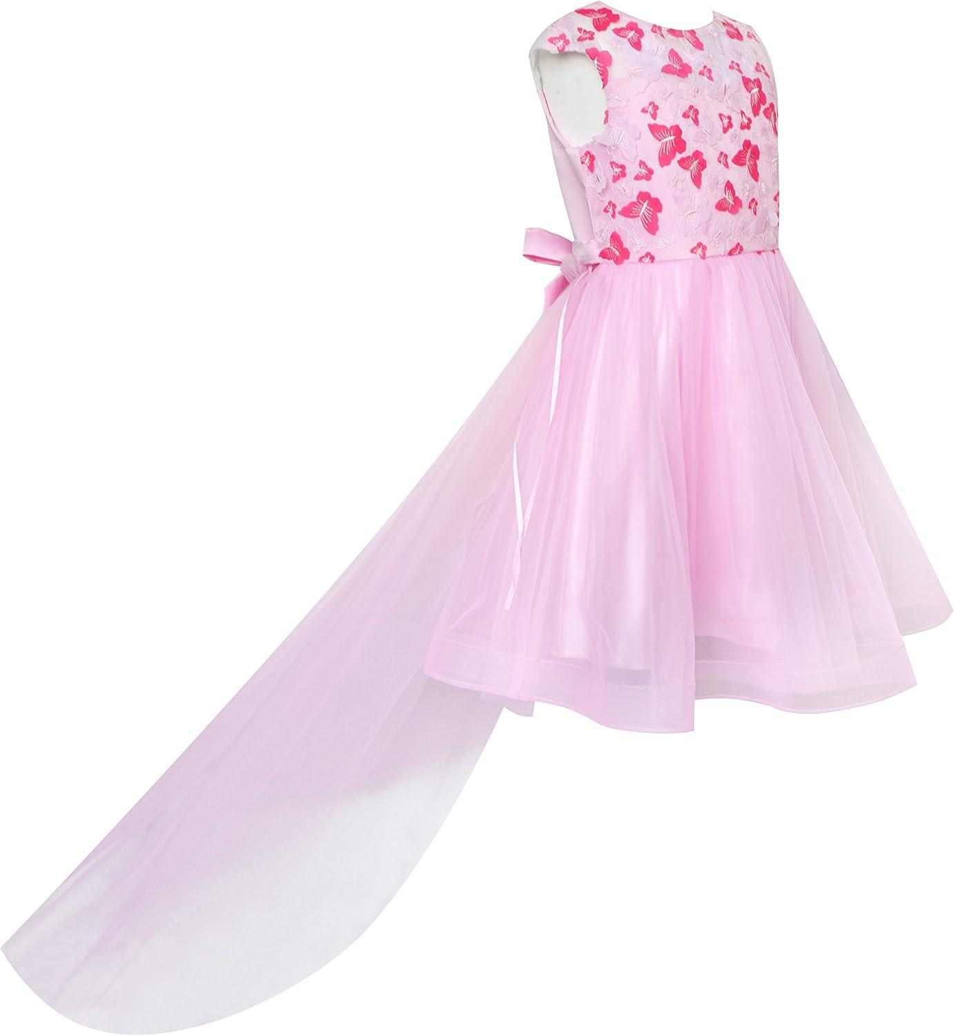 imageSunny Fashion Flower Girl Dress Pink Bridal Veil Wedding Bridesmaid