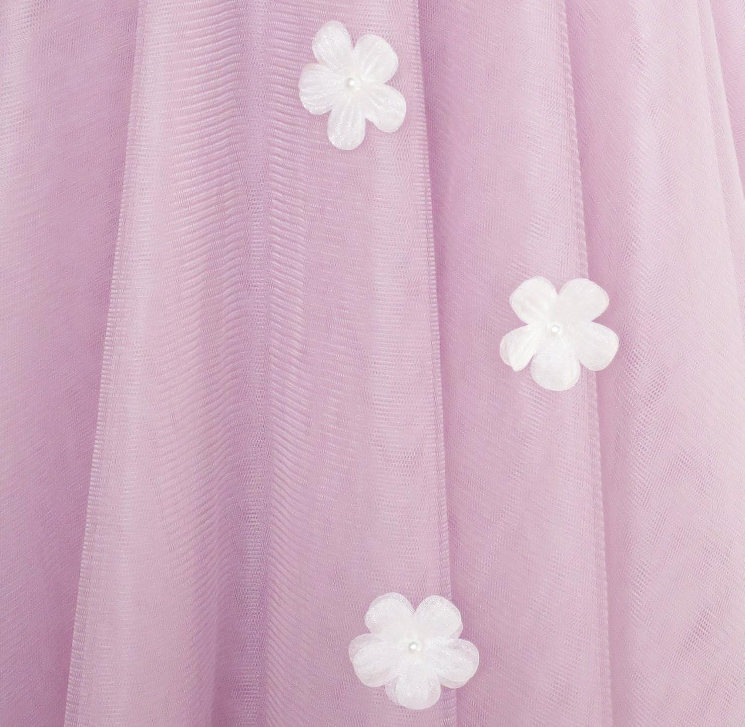 imageSunny Fashion Flower Girls Dress Halter Dress Pearl Party Wedding BirthdayLight Purple