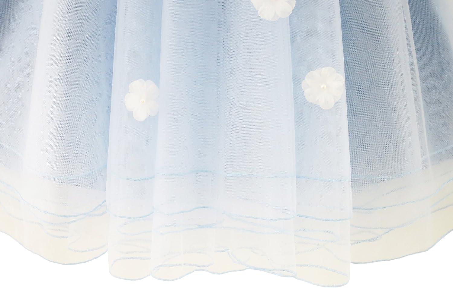 imageSunny Fashion Flower Girls Dress Halter Dress Pearl Party Wedding BirthdayLight Steel Blue