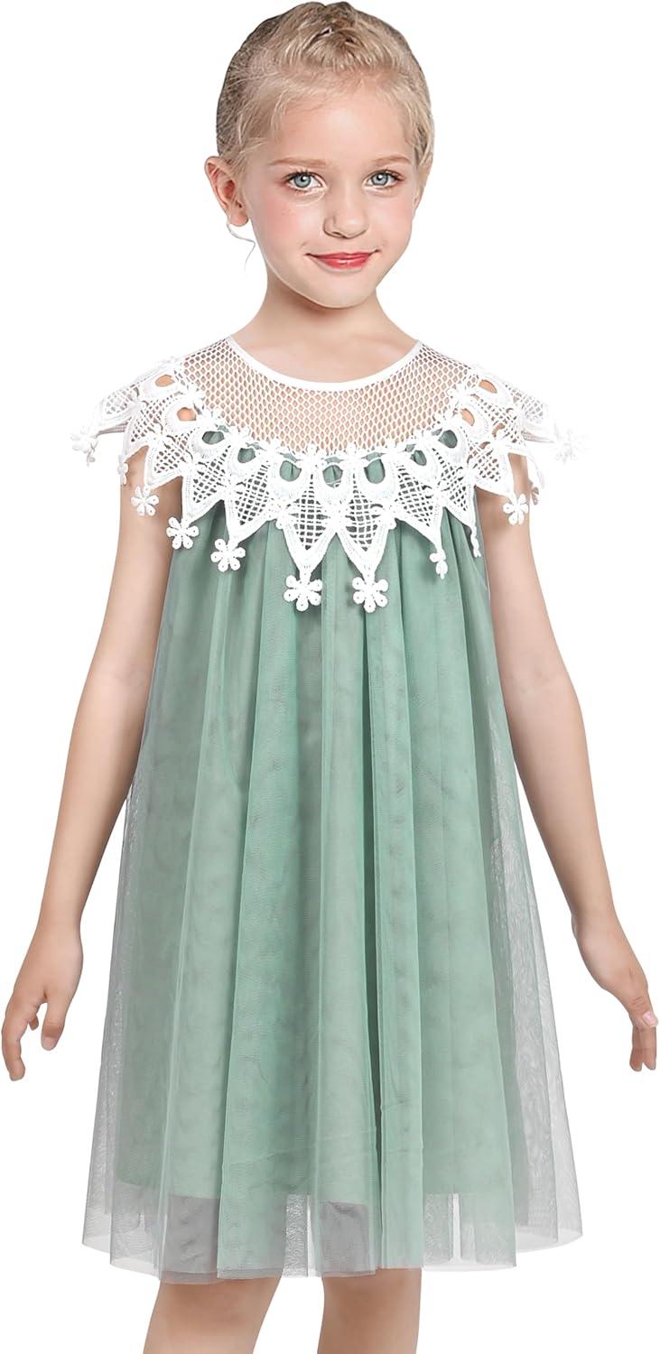 imageSunny Fashion Flower Girls Dress Halter Dress Pearl Party Wedding BirthdayPale Green