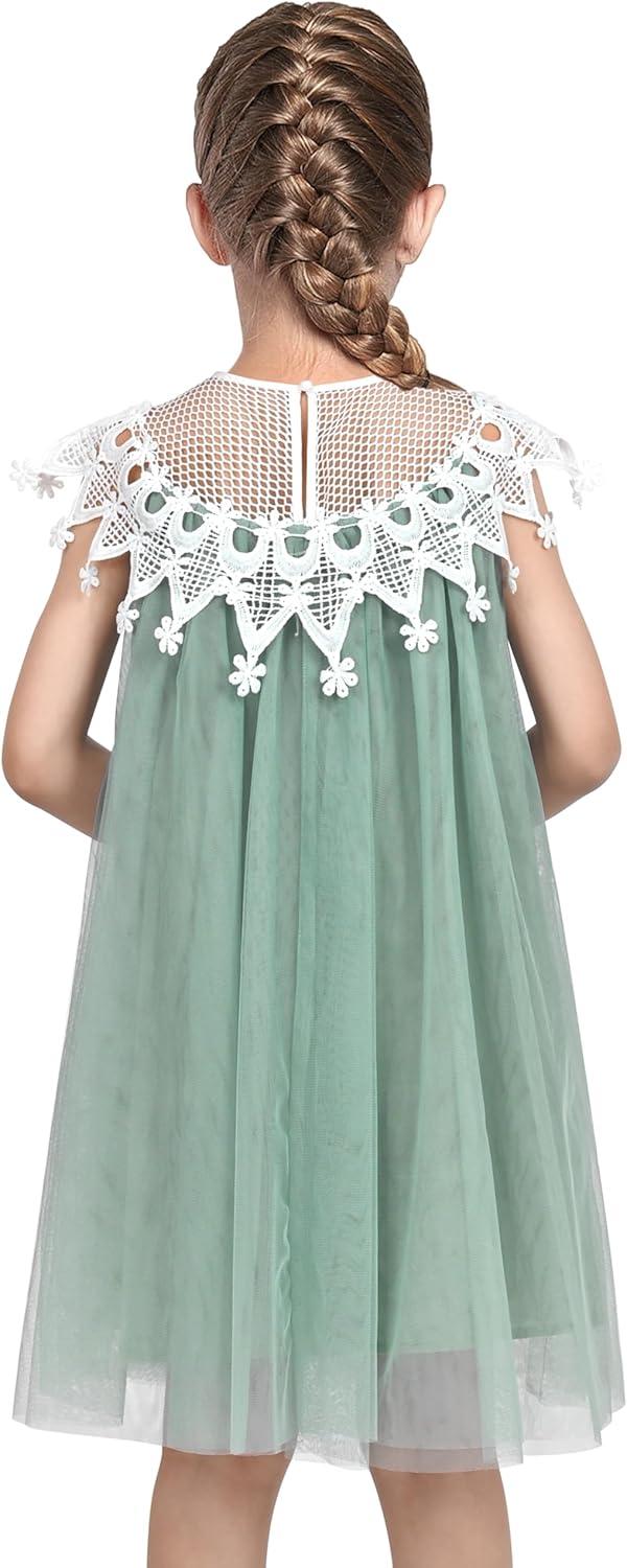 imageSunny Fashion Flower Girls Dress Halter Dress Pearl Party Wedding BirthdayPale Green
