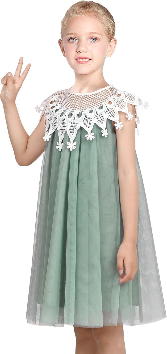 imageSunny Fashion Flower Girls Dress Halter Dress Pearl Party Wedding BirthdayPale Green