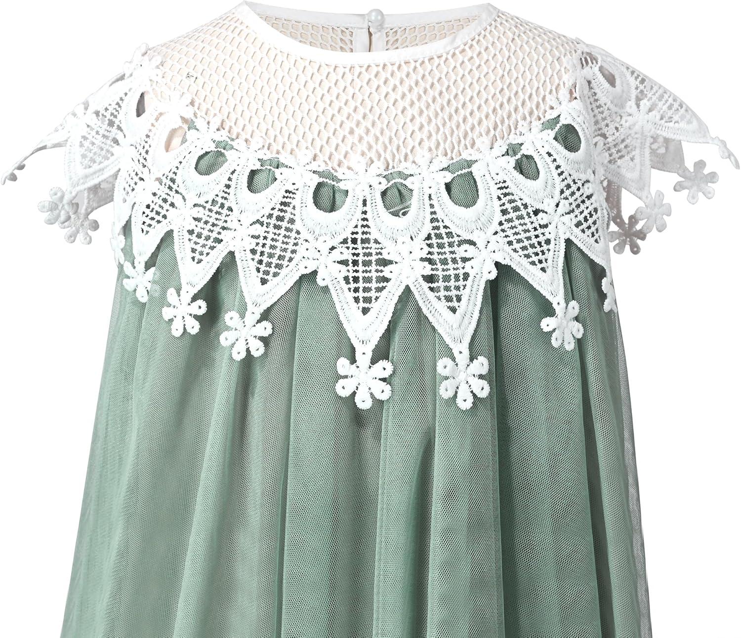 imageSunny Fashion Flower Girls Dress Halter Dress Pearl Party Wedding BirthdayPale Green