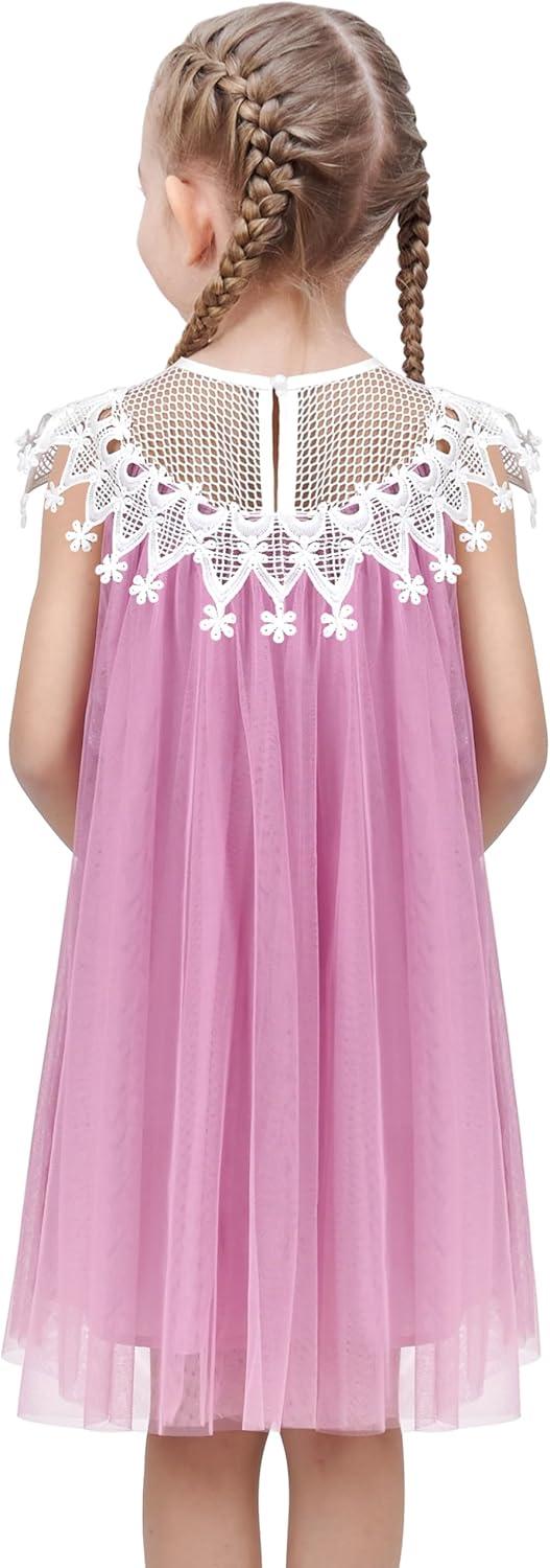 imageSunny Fashion Flower Girls Dress Halter Dress Pearl Party Wedding BirthdayPale Purple