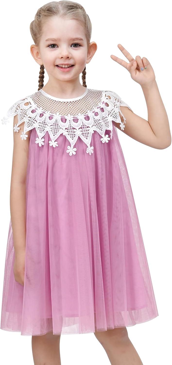 imageSunny Fashion Flower Girls Dress Halter Dress Pearl Party Wedding BirthdayPale Purple