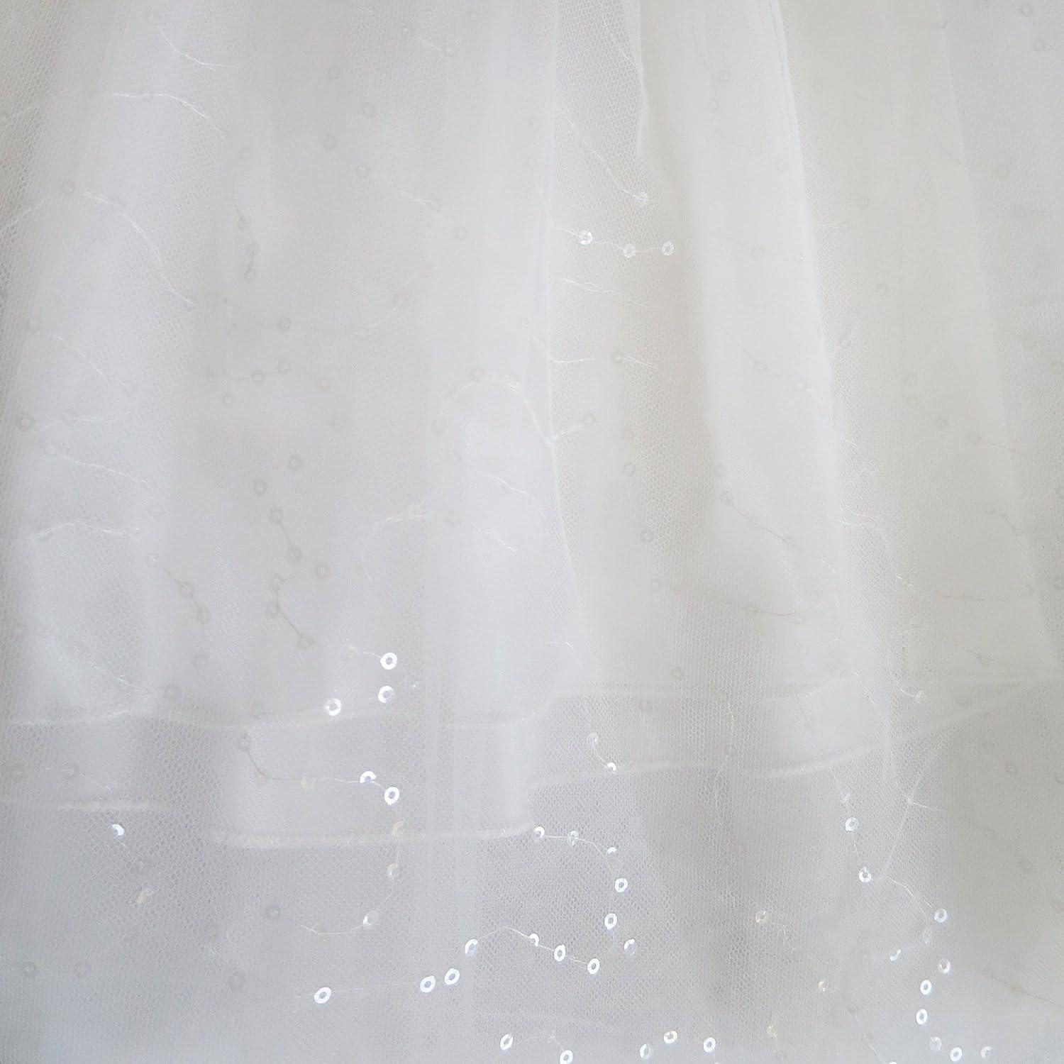 imageSunny Fashion Flower Girls Dress Lace Sequins Sparkling Wedding BridesmaidWhite