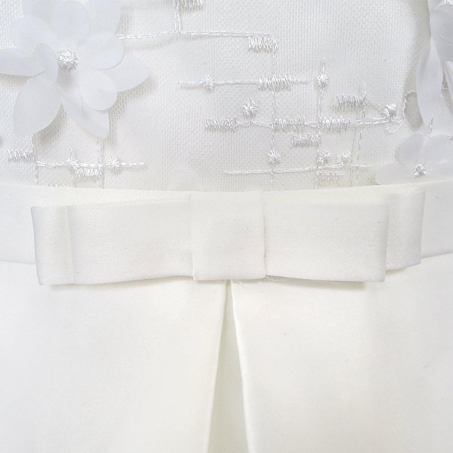 imageSunny Fashion Flower Girls Dress Off White Lace Pleated Hem Wedding Pageant