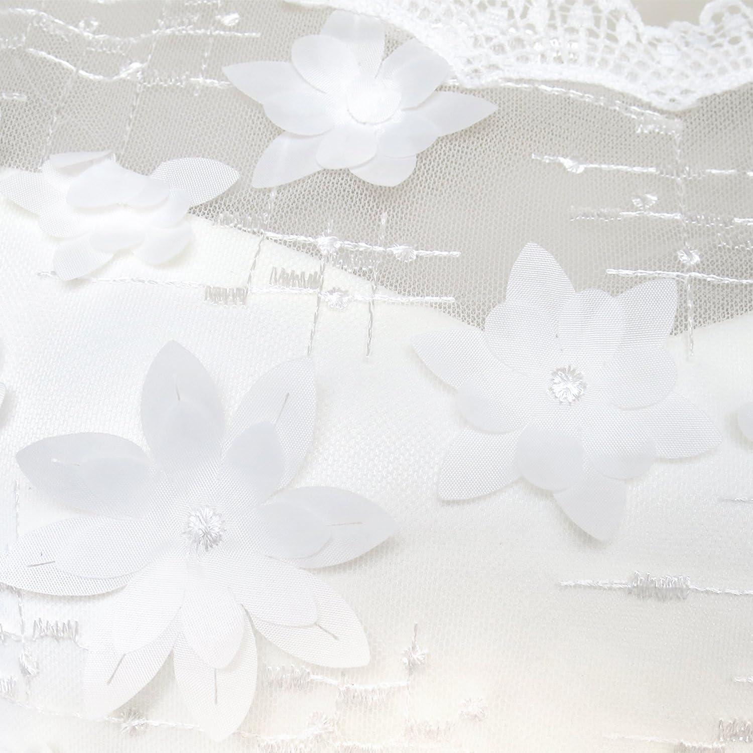 imageSunny Fashion Flower Girls Dress Off White Lace Pleated Hem Wedding Pageant