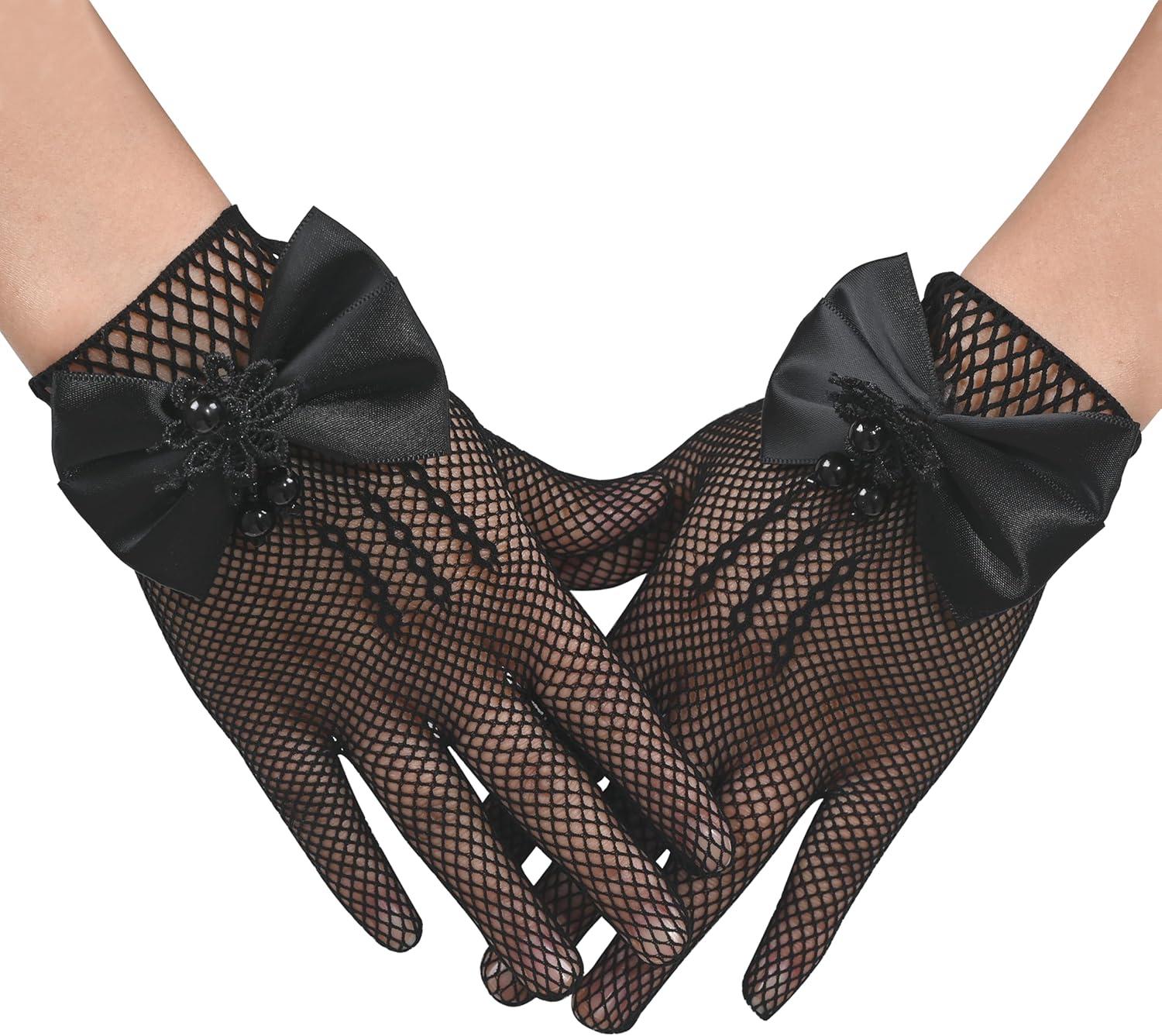 imageSunny Fashion Flower Girls Dress White Tea Party Gloves Princess Dress Size 412Black Striped