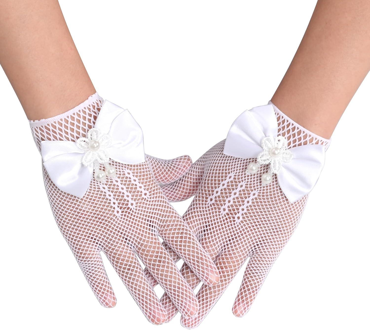 imageSunny Fashion Flower Girls Dress White Tea Party Gloves Princess Dress Size 412Blue Flower