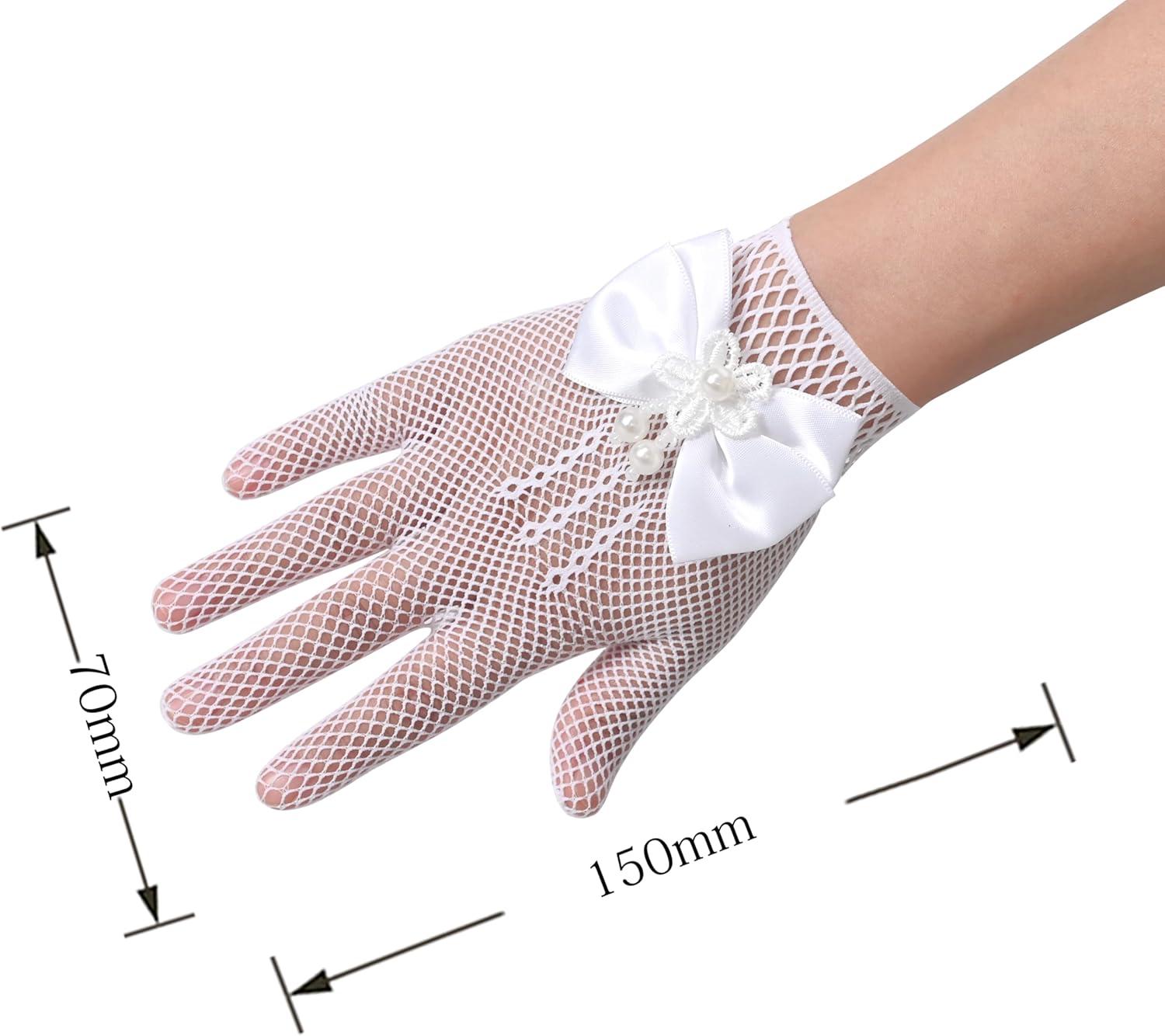 imageSunny Fashion Flower Girls Dress White Tea Party Gloves Princess Dress Size 412Purple Tulip Set