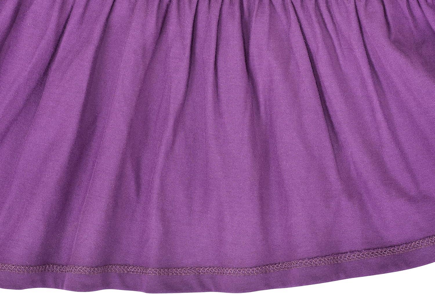 imageSunny Fashion Girls Casual Dress Cotton Short Sleeve Swan Embroidered Size 26Purple