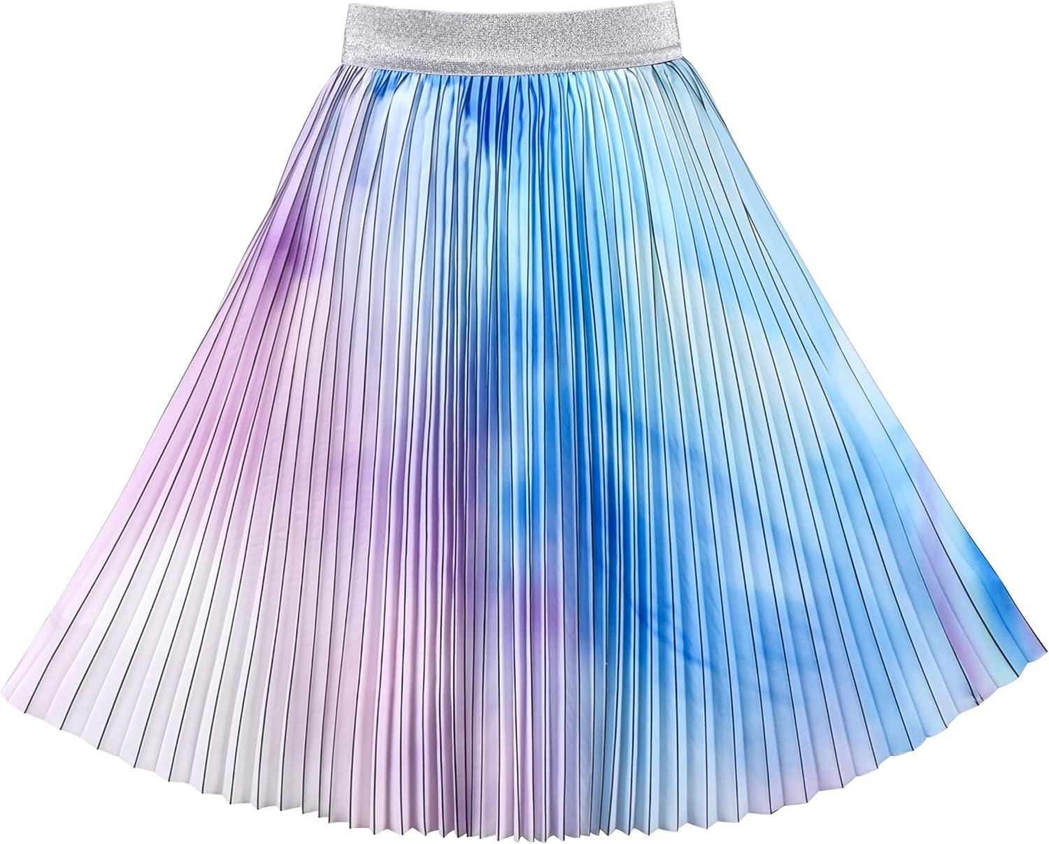 imageSunny Fashion Girls Dress 2PC Set White Floral Lace Glitter Tulle Skirt 34 SleevePurple Set