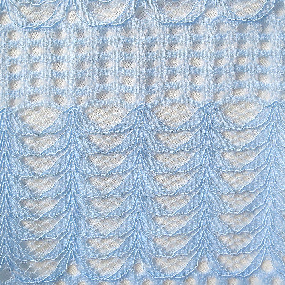 imageSunny Fashion Girls Dress 34 Sleeve White Collar Lace Blue Dress Size 512