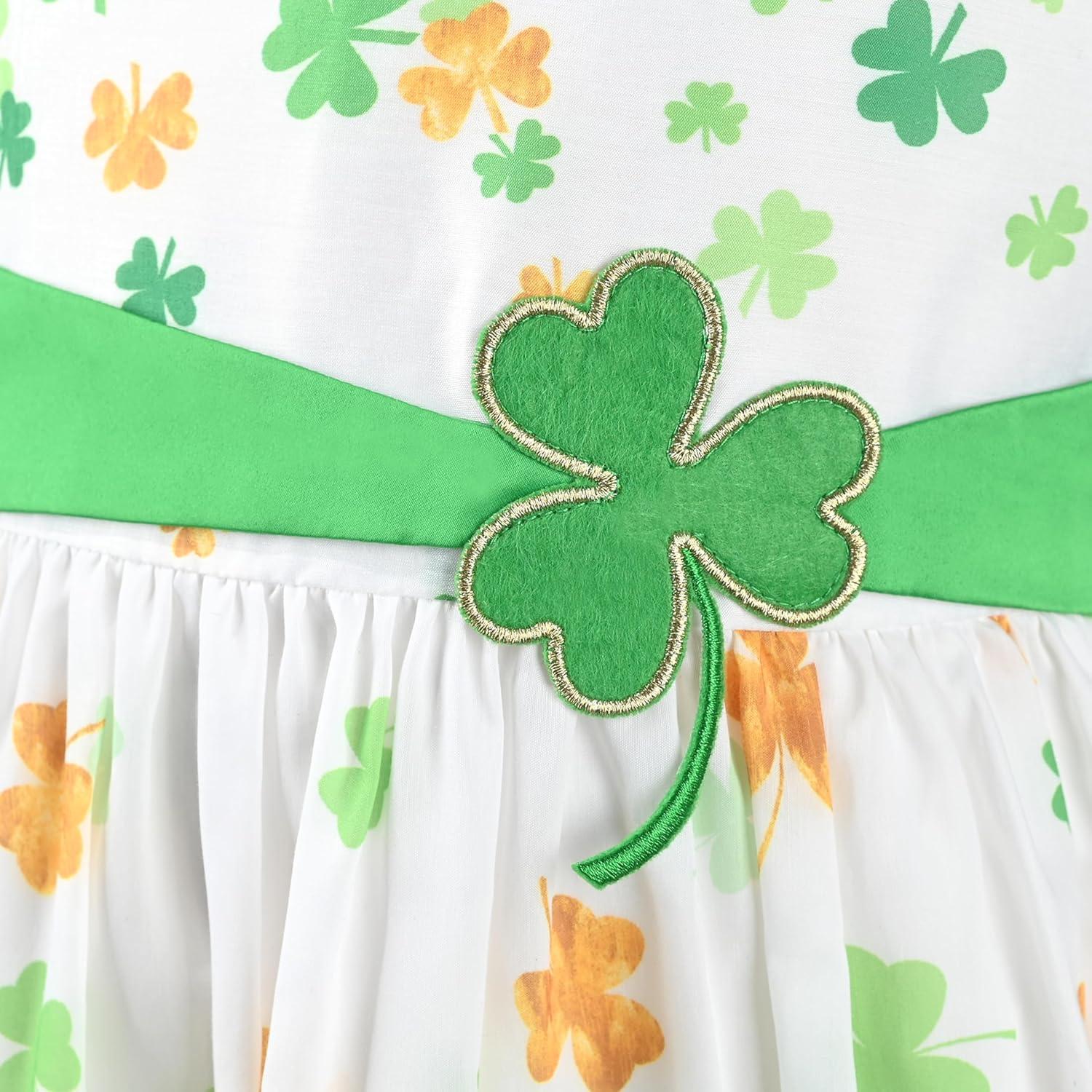 imageSunny Fashion Girls Dress Blue Flower PrintGreen Shamrock