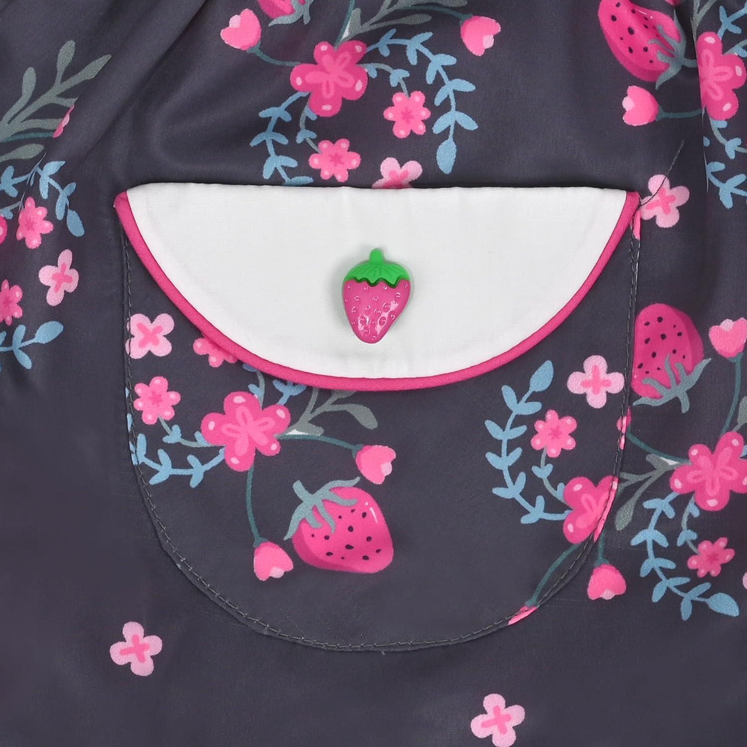 imageSunny Fashion Girls Dress Blue Flower PrintPink Strawberry