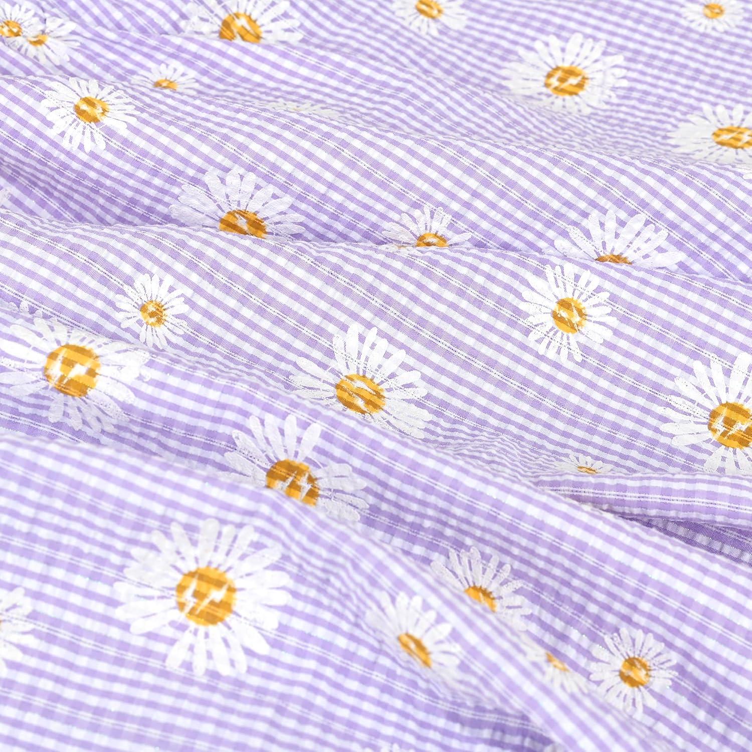 imageSunny Fashion Girls Dress Blue Flower PrintPurple Daisy